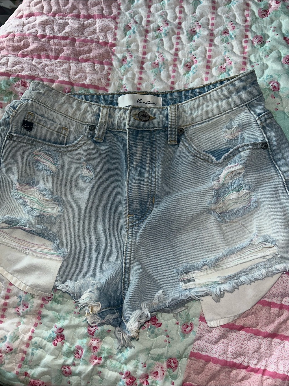 Kancan light distressed multicolor jean shorts 100% cotton